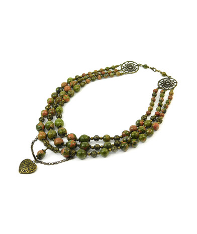 Exclusive necklace "Ilaria", Jasper, 3 rows