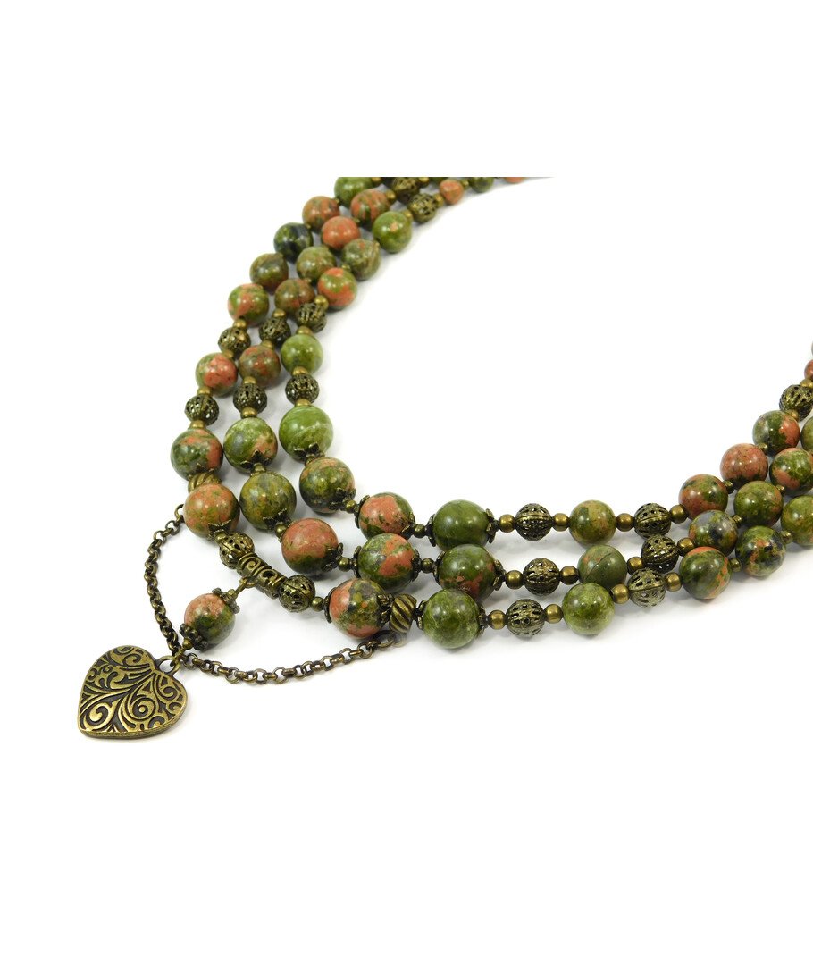 Exclusive necklace "Ilaria", Jasper, 3 rows