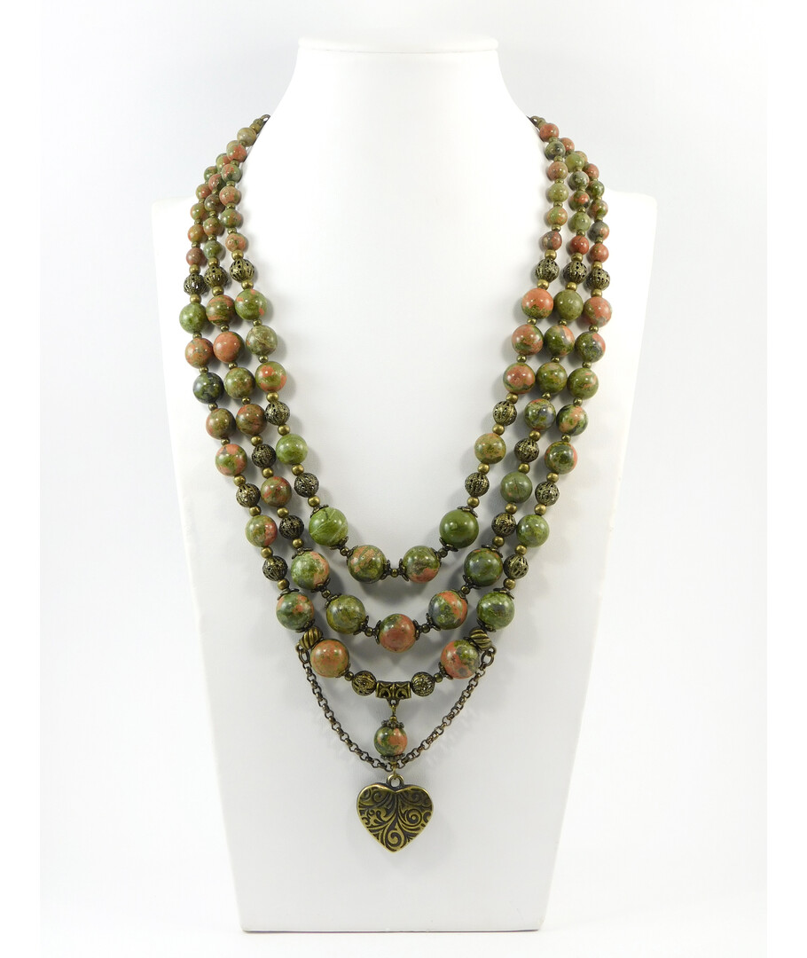 Exclusive necklace "Ilaria", Jasper, 3 rows