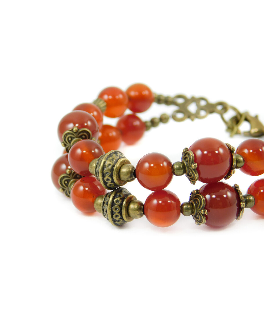 Exclusive bracelet "Rogneda" carnelian, 2 rows