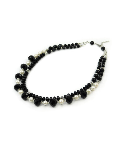 Exclusive necklace "Nelya" Pearls, Agate, rondel, 2 rows