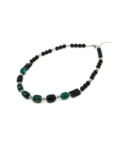 Exclusive necklace "Black dress" Agate barrel