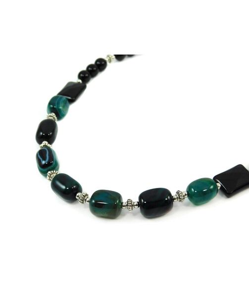 Exclusive necklace "Black dress" Agate barrel