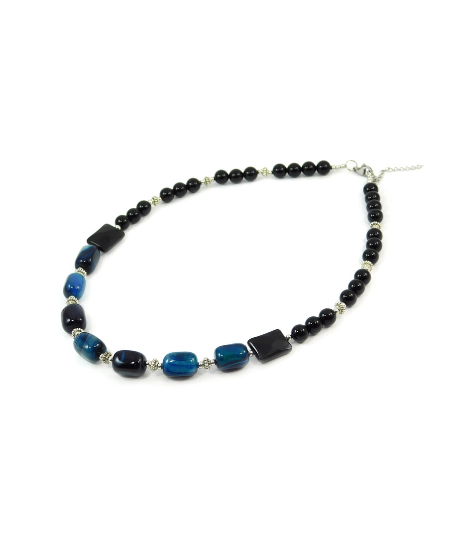 Exclusive necklace "Black dress" Agate barrel