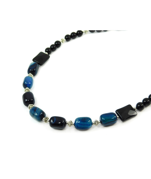 Exclusive necklace "Black dress" Agate barrel