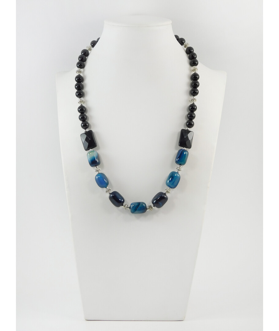 Exclusive necklace "Black dress" Agate barrel