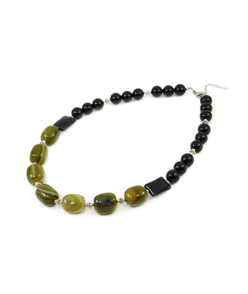 Exclusive necklace "Black dress" Agate barrel