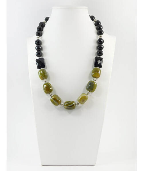 Exclusive necklace "Black dress" Agate barrel