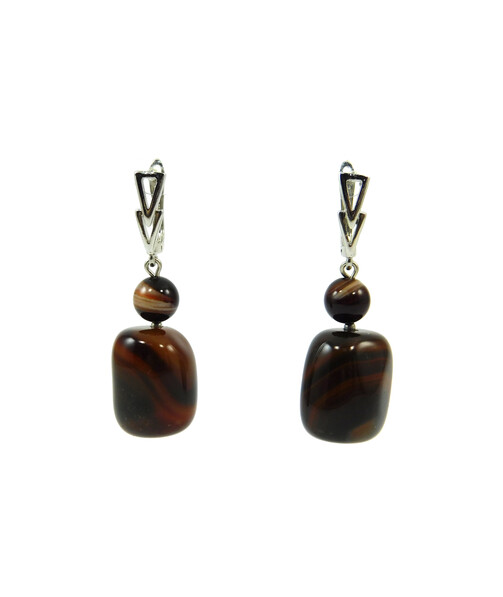 Exclusive earrings "Prima donna" Agate barrel