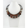 Exclusive necklace &quot;Prima Donna&quot; Barrel agate, Carnelian crumb, 3 rows