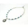 Exclusive necklace &quot;Peacock&quot; Pearls, Aquamarine