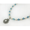 Exclusive necklace &quot;Peacock&quot; Pearls, Aquamarine