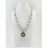 Exclusive necklace &quot;Peacock&quot; Pearls, Aquamarine