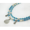 Exclusive necklace &quot;Renata&quot; Pearls, Aquamarine, 2 rows