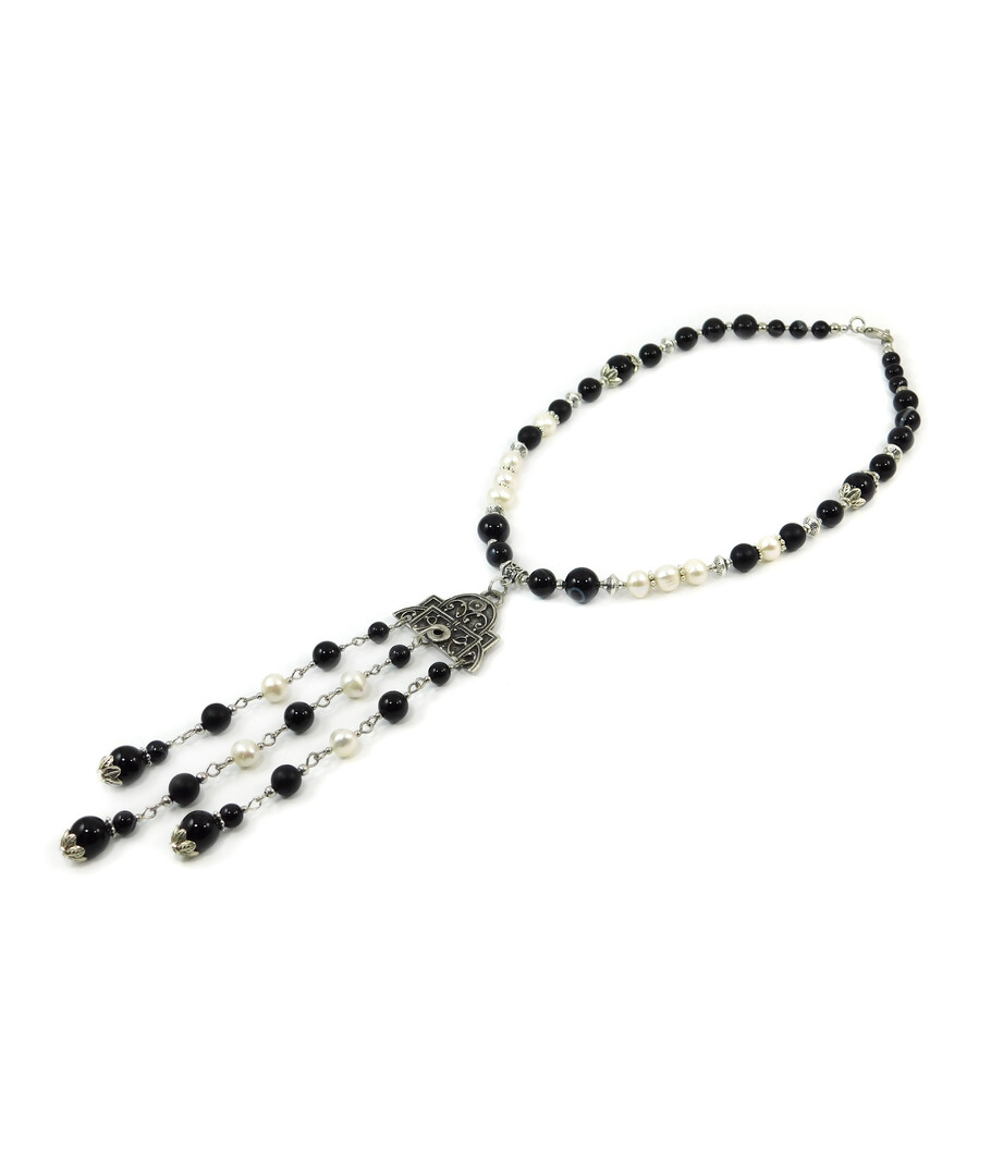 Exclusive necklace "Lola" Pearls, Shungite, Agate