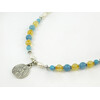 Exclusive necklace &quot;Ustina&quot; Pearls, rice, Aquamarine, Citrine