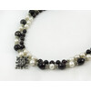 Exclusive necklace &quot;Twinkle&quot; Pearls, Garnet faces, 2 rows