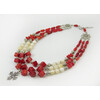 Exclusive necklace &quot;Yovilla&quot; Mother of pearl, Coral cube, twigs, 3 rows