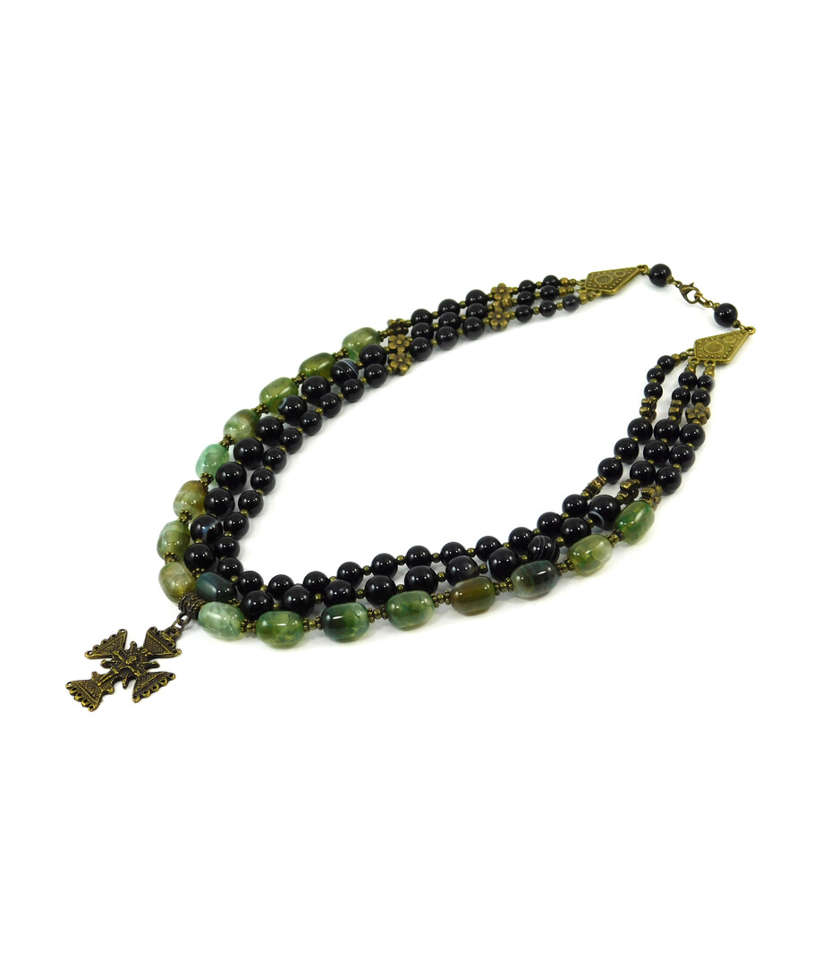 Exclusive necklace "Amelica" Agate, 3 rows