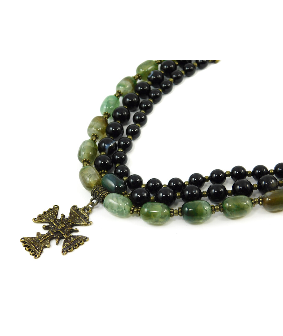 Exclusive necklace "Amelica" Agate, 3 rows