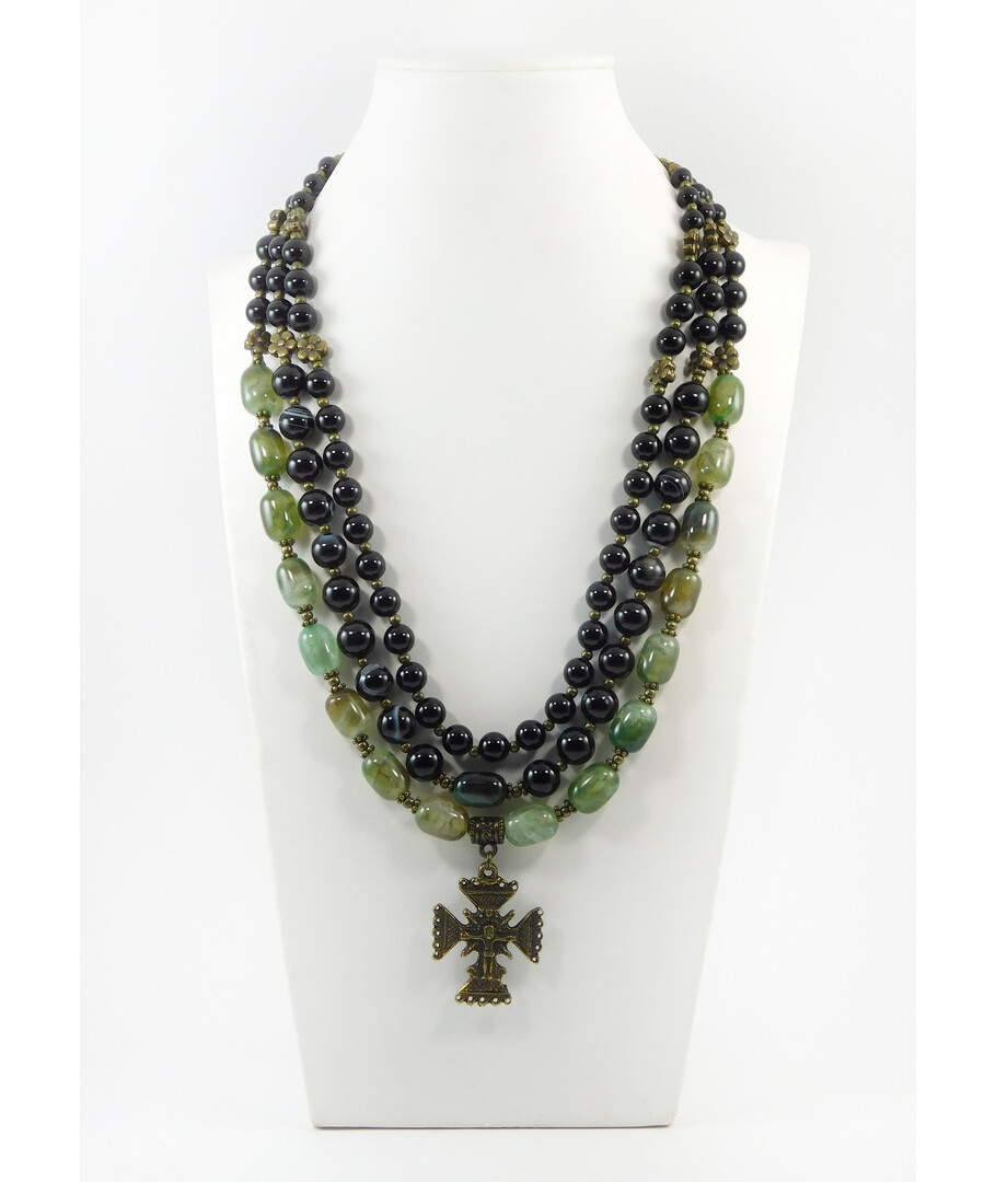 Exclusive necklace "Amelica" Agate, 3 rows