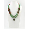 Exclusive necklace &quot;Autumn garden&quot; Jade, carnelian, facet, 2 rows