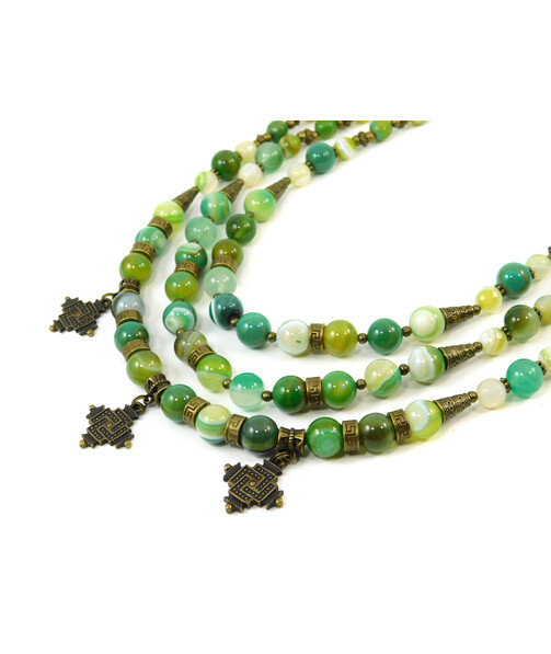 Exclusive necklace "Heather" Agate facet, layer, 3 rows