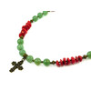 Exclusive necklace &quot;Forest viburnum&quot; Jade, Coral cube, chevron