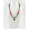 Exclusive necklace &quot;Forest viburnum&quot; Jade, Coral cube, chevron