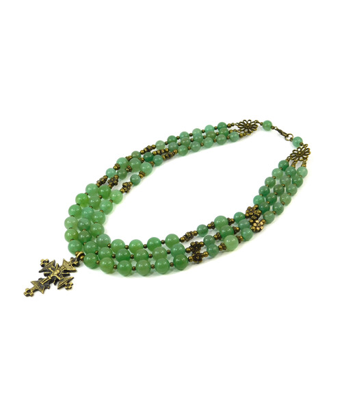 Exclusive necklace "Elima" Jade, 3 rows