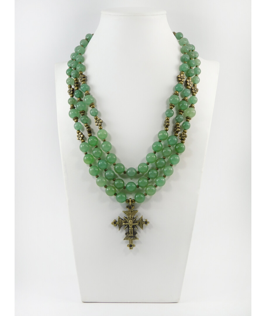 Exclusive necklace "Elima" Jade, 3 rows