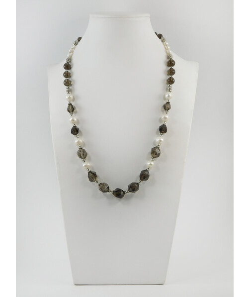 Exclusive necklace "Aisel" Pearls, Topaz, polyhedron