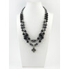 Exclusive necklace &quot;Baryta&quot; Hematite facet, rondel, Agate, 2 rows