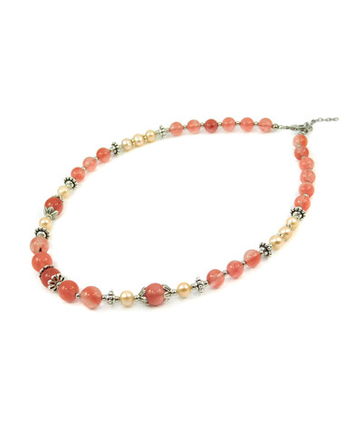 Exclusive necklace "Lily" Chalcedony, Pearls