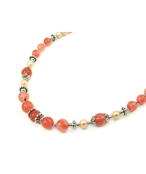 Exclusive necklace "Lily" Chalcedony, Pearls