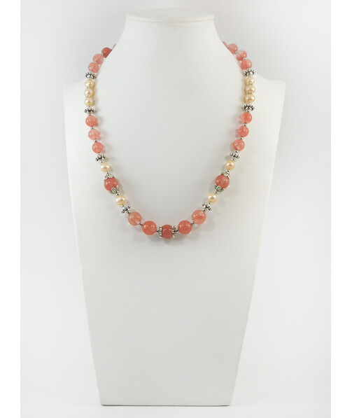 Exclusive necklace "Lily" Chalcedony, Pearls