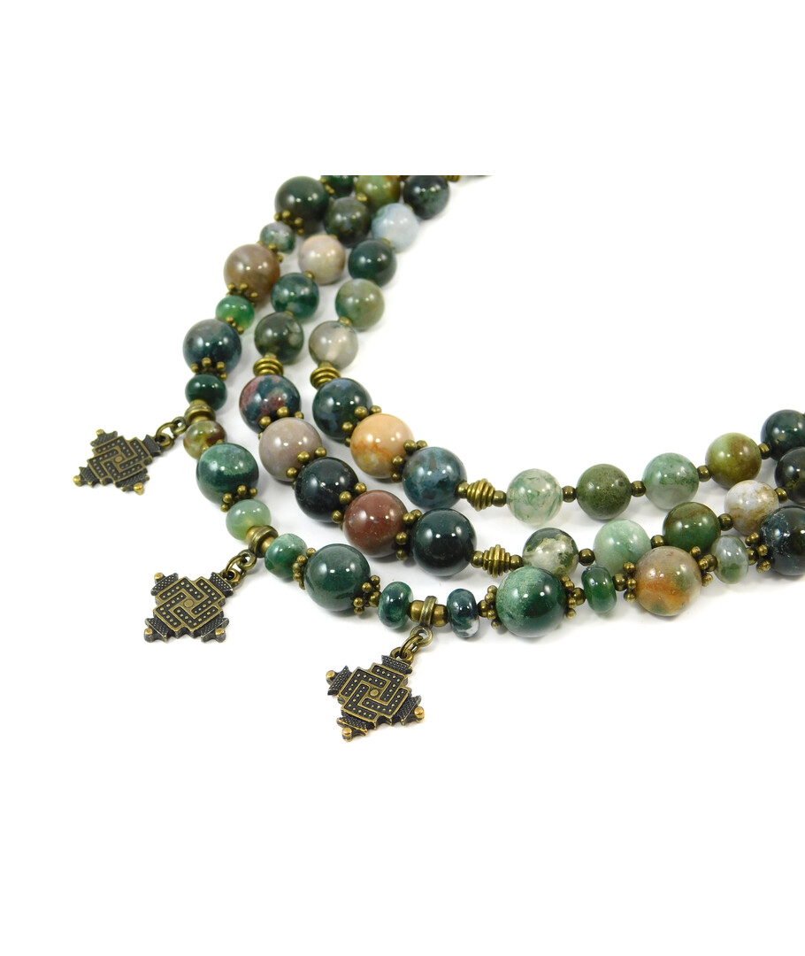 Exclusive necklace "Flora" Jasper, 3 rows