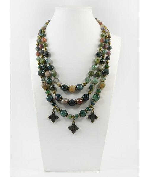 Exclusive necklace "Flora" Jasper, 3 rows