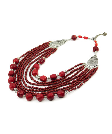 Exclusive necklace "Beregynia Rodu" coral, 8 rows