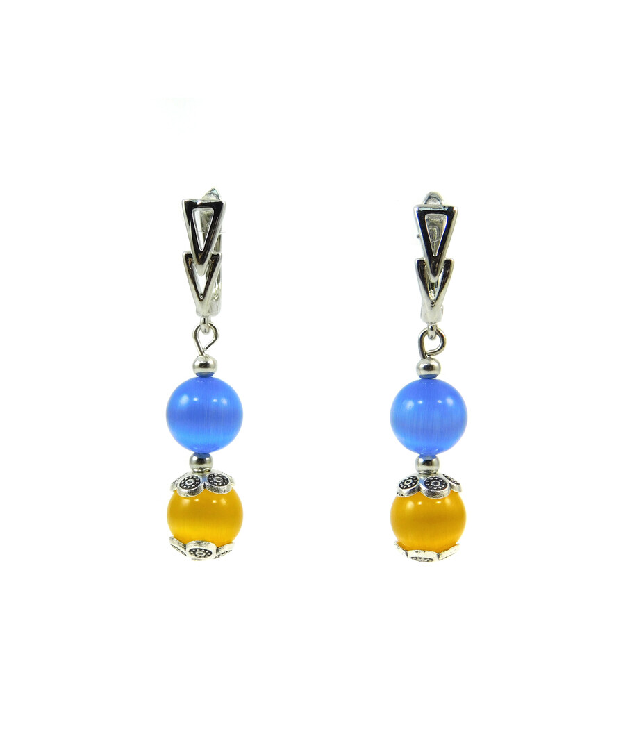 Exclusive earrings "Cornflower" Cat's eye