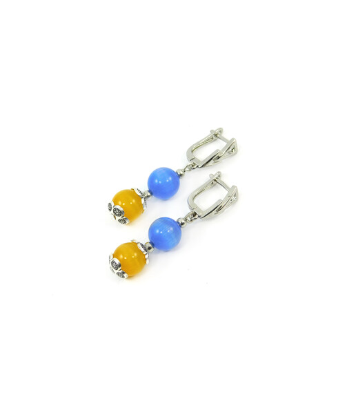 Exclusive earrings "Cornflower" Cat's eye