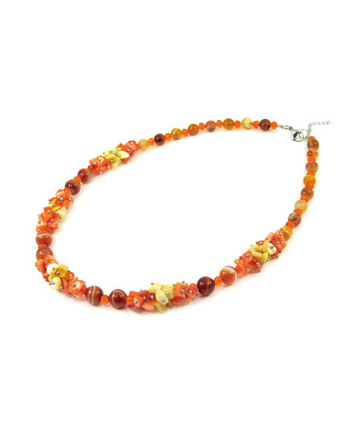 Exclusive necklace "November day" Agate, mother-of-pearl crumb