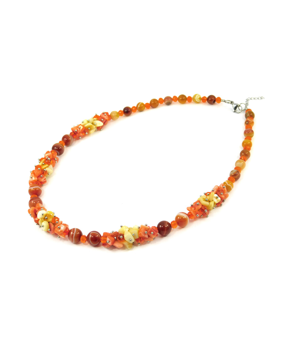 Exclusive necklace "November day" Agate, mother-of-pearl crumb