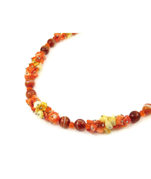 Exclusive necklace "November day" Agate, mother-of-pearl crumb