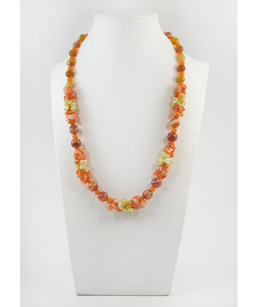 Exclusive necklace "November day" Agate, mother-of-pearl crumb