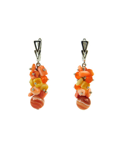 Exclusive earrings "November Day" Agate, mother-of-pearl crumb