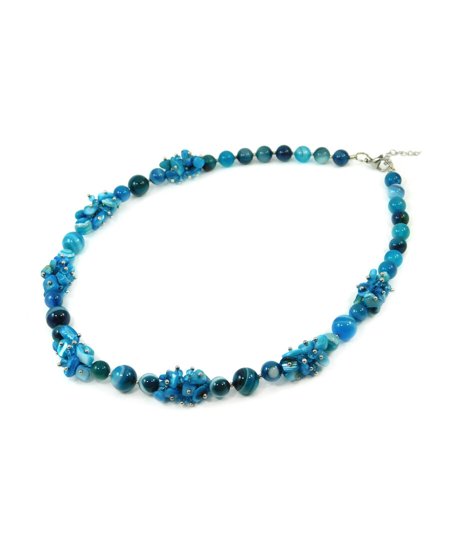 Exclusive necklace "Sea breath" Agate, Mother of pearl crumb