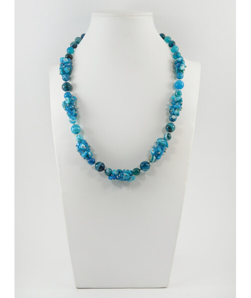 Exclusive necklace "Sea breath" Agate, Mother of pearl crumb