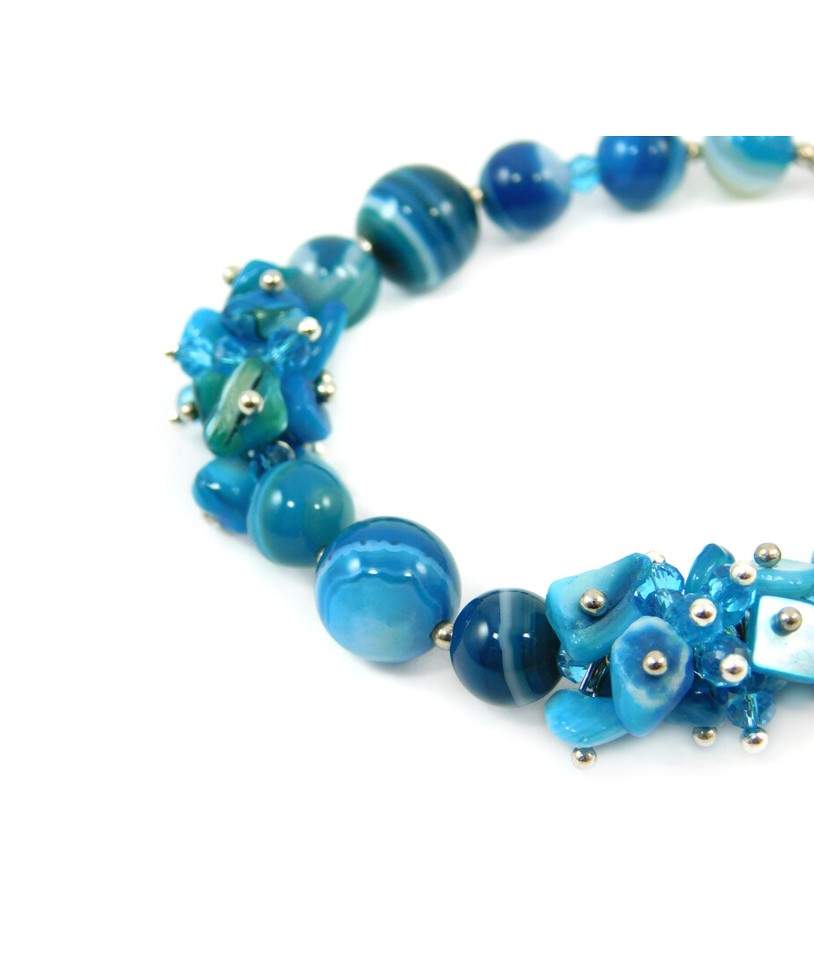 Exclusive bracelet "Sea breath" Agate, mother-of-pearl crumb