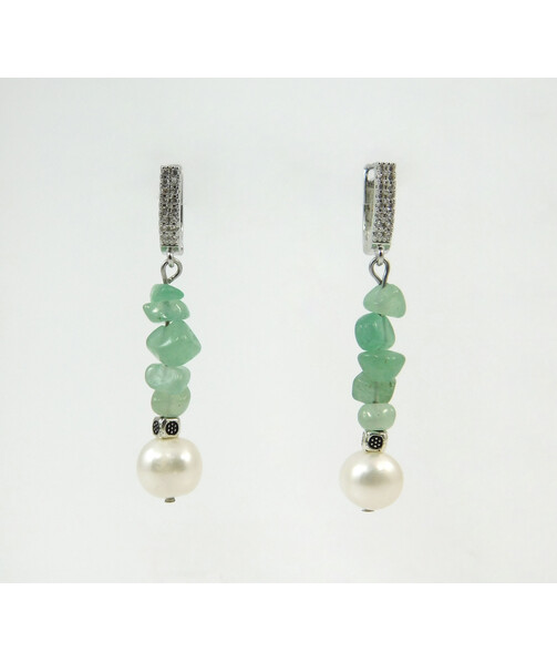 Exclusive earrings "Malana" Pearls, jade crumb